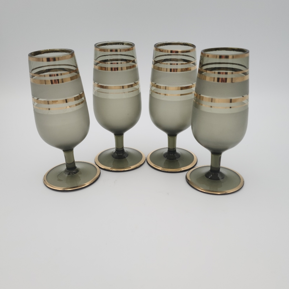 Vintage Czech Frosted Cordial Glasses